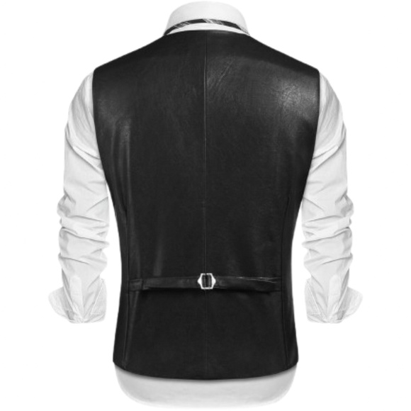 Men’s Leather And Polyester  Lightweight Vest Waistcoat - Picture 3 of 7